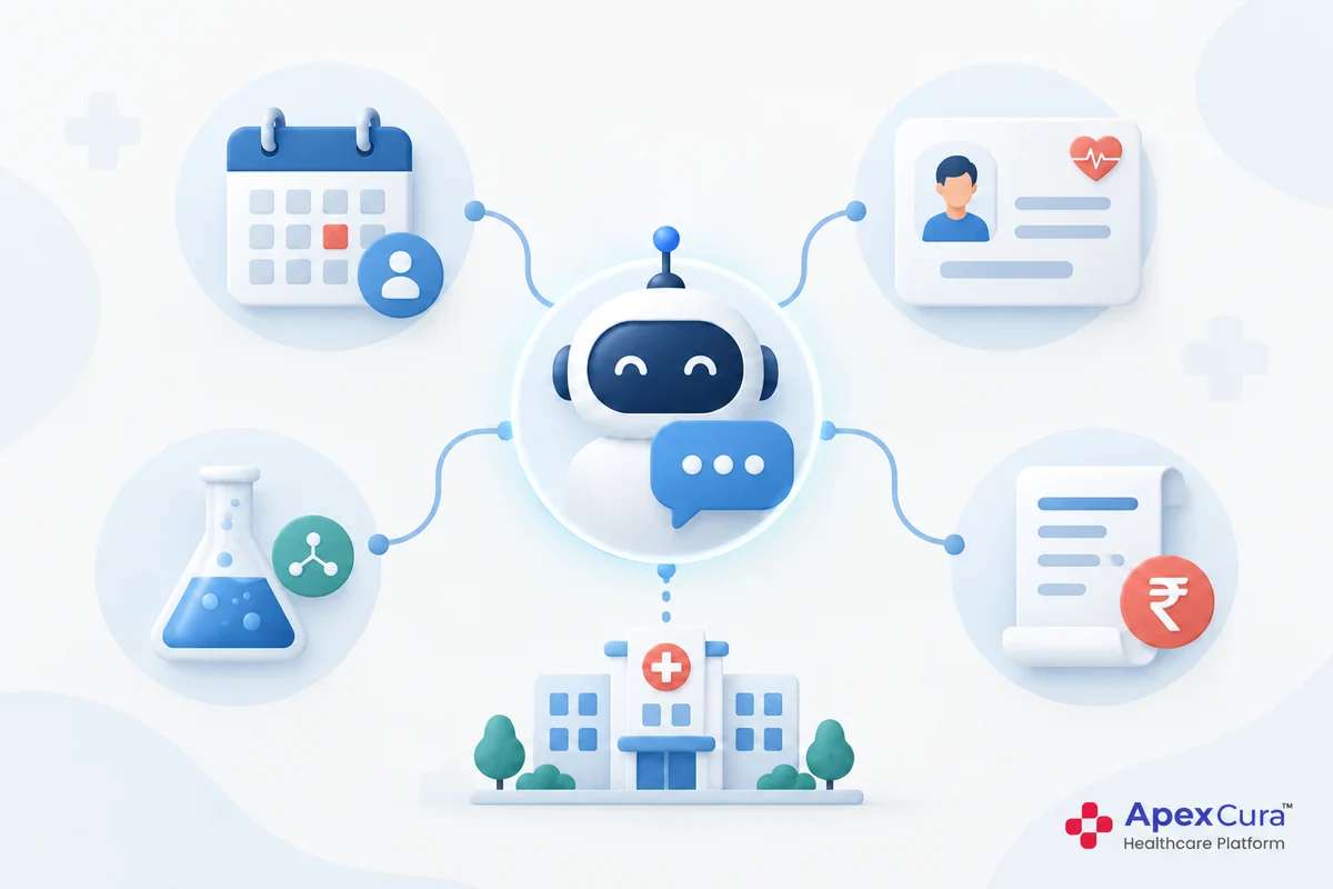 Hospital chatbot connected to HIS, LIS, billing and CRM systems for one continuous patient journey