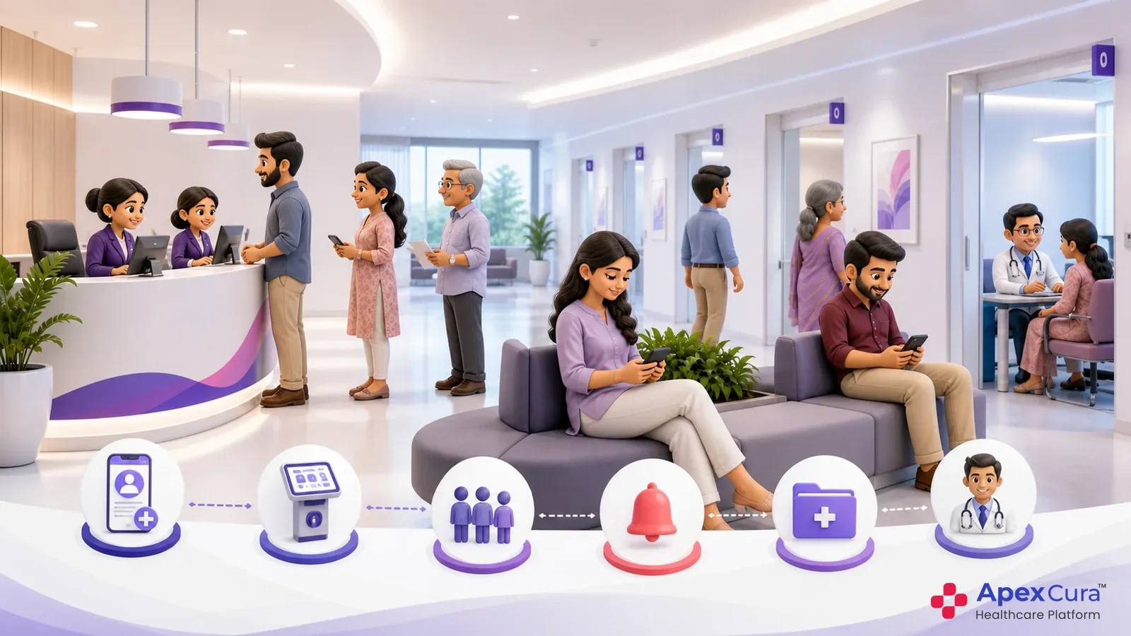 Hospital floor coordinator managing doctor-specific patient queues across multiple OPD consultation rooms