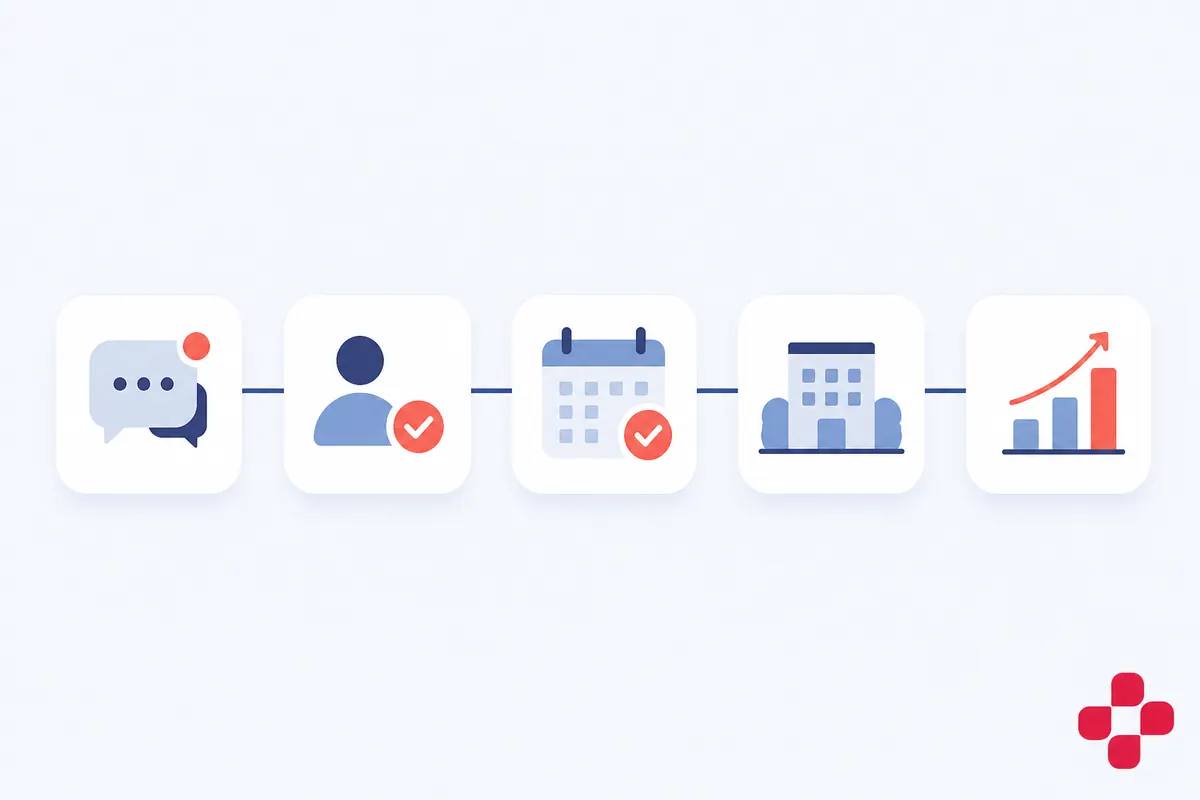 Hospital CRM implementation workflow from enquiry capture and ownership to appointments, visits and revenue tracking