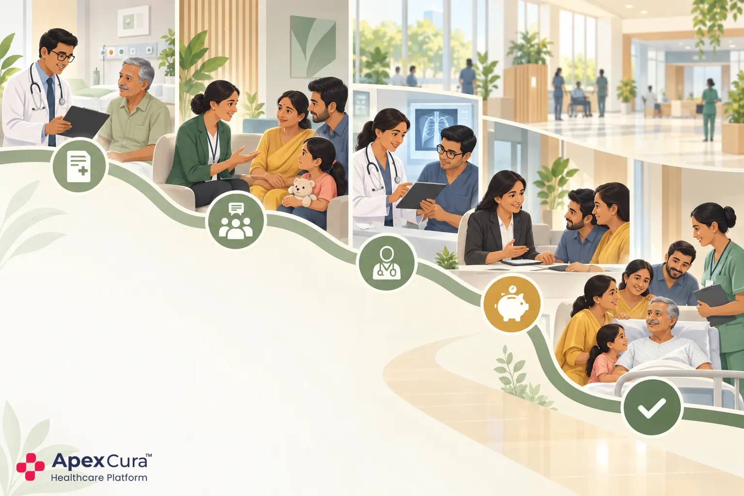 Hospital counsellor engaging a patient and family after an OPD admission recommendation